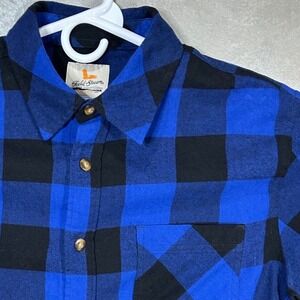 Field Stream Flannel Shirt Blue Black Plaid Button‎ Up Long Sleeve Size Large